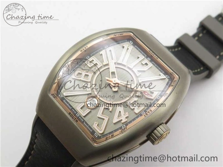 Vanguard V45 Titanium ZF 1:1 Best Edition Gray Dial on Broiwn Rubber Strap MIYOTA HighQuality 6558