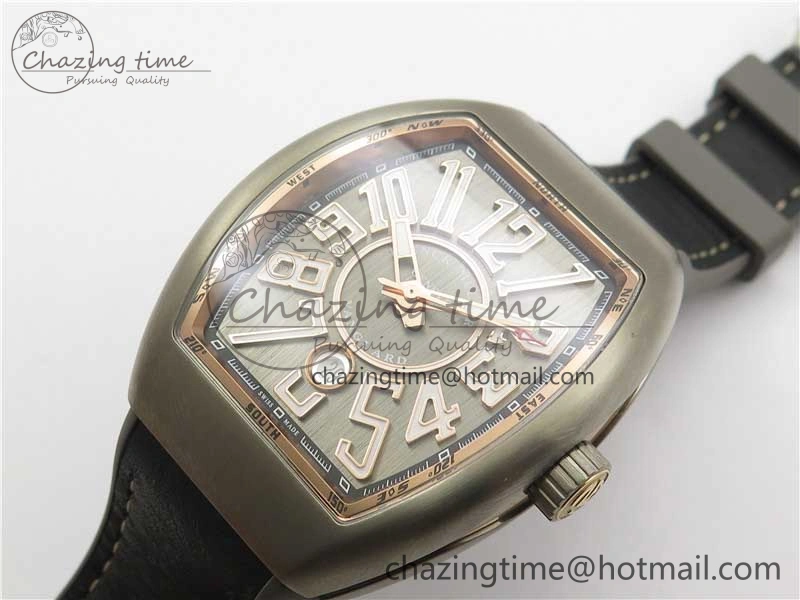 Vanguard V45 Titanium ZF 1:1 Best Edition Gray Dial on Broiwn Rubber Strap MIYOTA HighQuality 6558