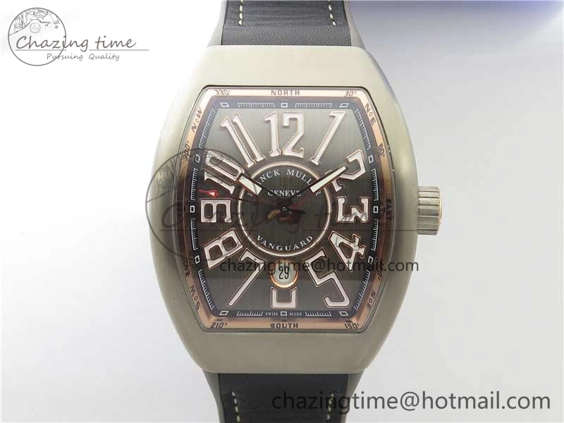 Vanguard V45 Titanium ZF 1:1 Best Edition Gray Dial on Broiwn Rubber Strap MIYOTA HighQuality 6558