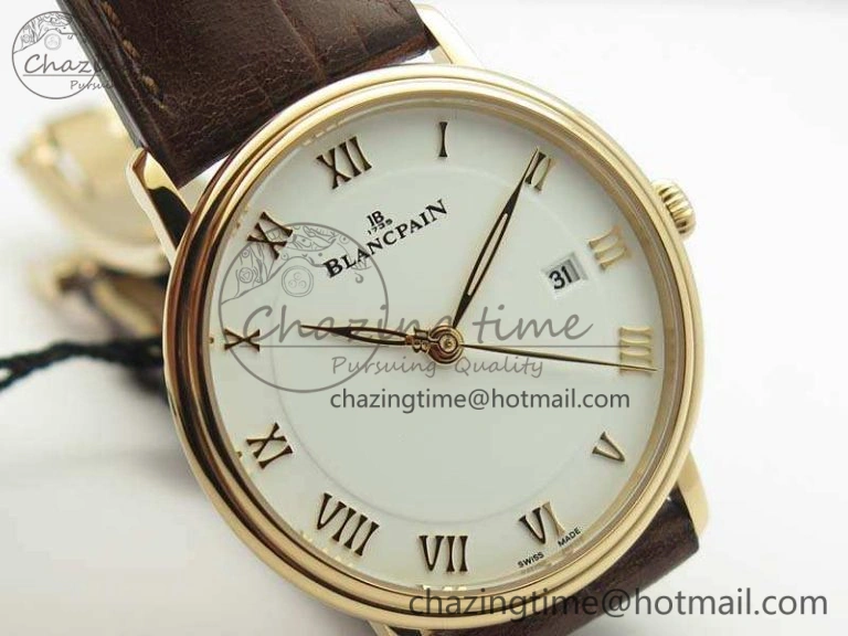 Villeret 6651 RG ZF 1:1 Best Edition White Dial On Brown Leather Strap A ComfortFit 8097