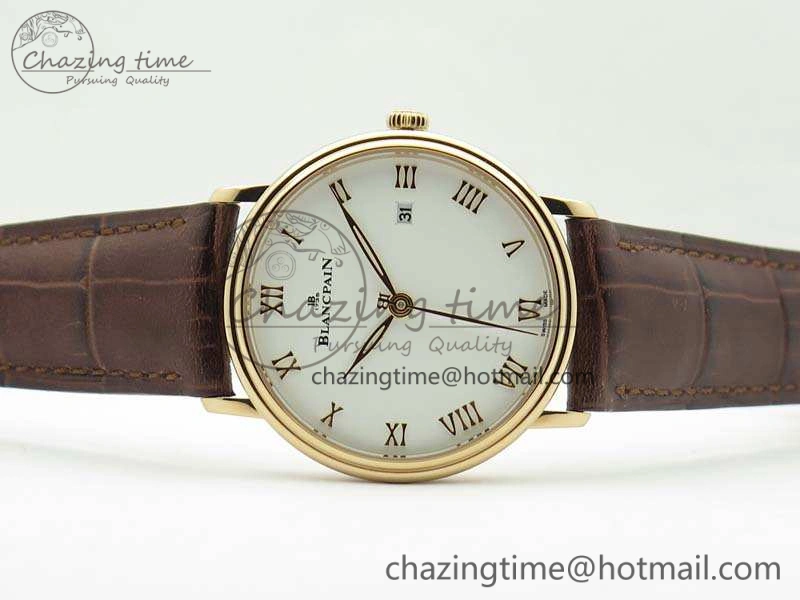 Villeret 6651 RG ZF 1:1 Best Edition White Dial On Brown Leather Strap A ComfortFit 8097