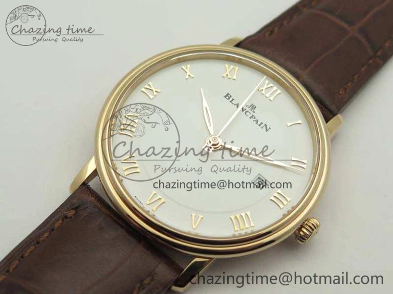 Villeret 6651 RG ZF 1:1 Best Edition White Dial On Brown Leather Strap A ComfortFit 8097