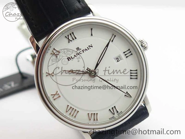 SmartChoice Villeret 6651 SS ZF 1:1 Best Edition White Dial On Black Leather Strap A 8098