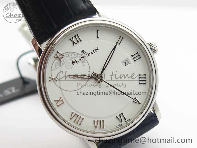 SmartChoice Villeret 6651 SS ZF 1:1 Best Edition White Dial On Black Leather Strap A 8098