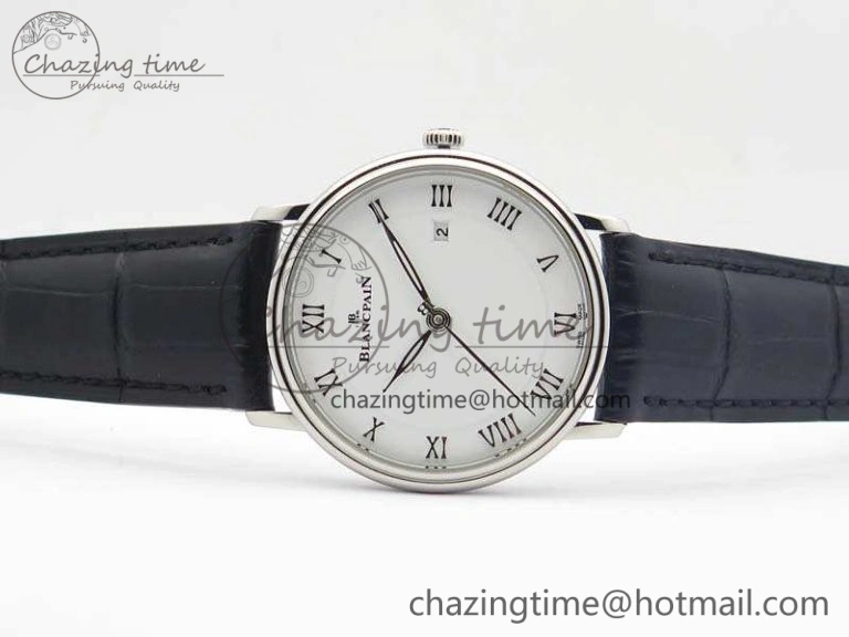 SmartChoice Villeret 6651 SS ZF 1:1 Best Edition White Dial On Black Leather Strap A 8098