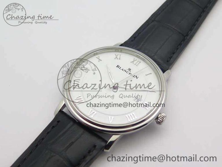 SmartChoice Villeret 6651 SS ZF 1:1 Best Edition White Dial On Black Leather Strap A 8098