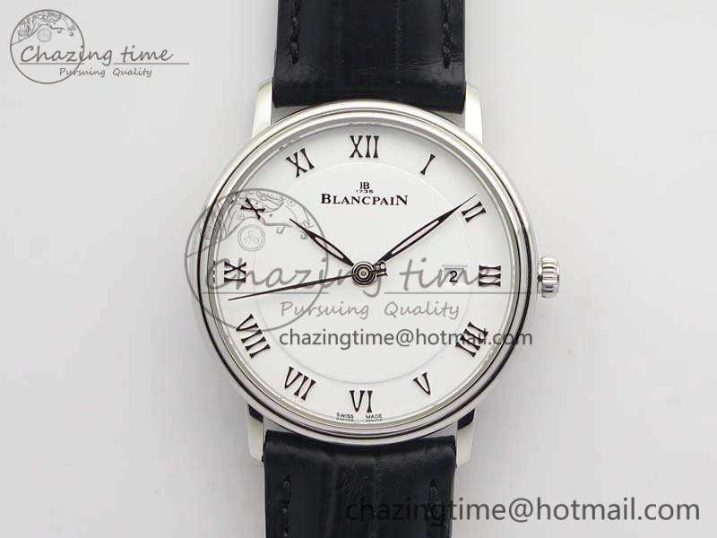 SmartChoice Villeret 6651 SS ZF 1:1 Best Edition White Dial On Black Leather Strap A 8098