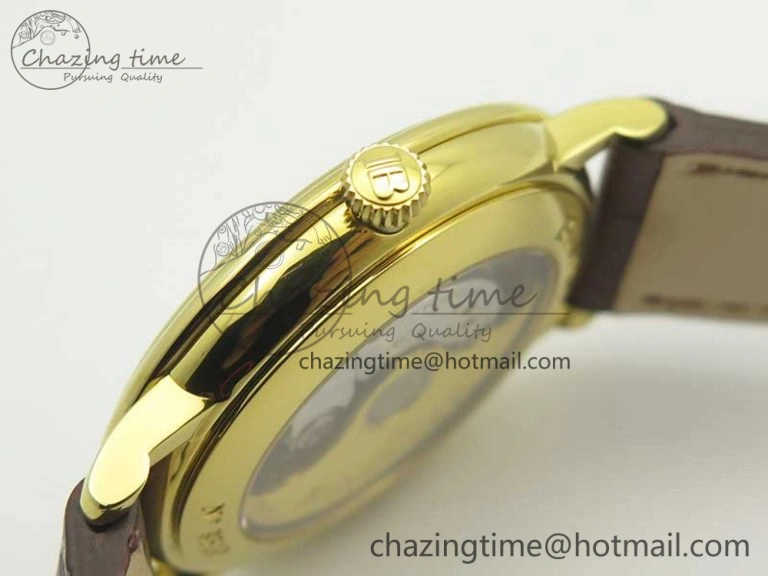 FastDry Villeret 6651 YG ZF 1:1 Best Edition White Dial on Brown Leather Strap A 5284