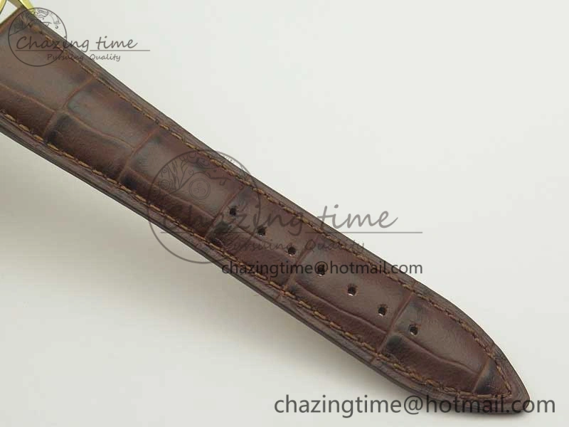 FastDry Villeret 6651 YG ZF 1:1 Best Edition White Dial on Brown Leather Strap A 5284