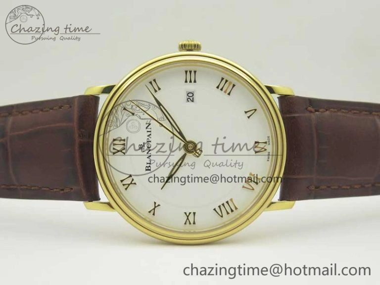 FastDry Villeret 6651 YG ZF 1:1 Best Edition White Dial on Brown Leather Strap A 5284