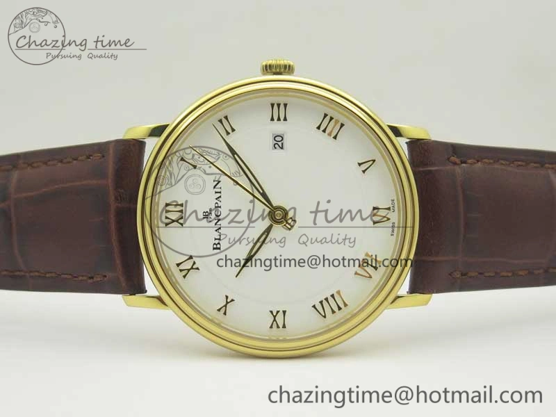 FastDry Villeret 6651 YG ZF 1:1 Best Edition White Dial on Brown Leather Strap A 5284