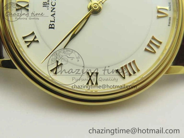 FastDry Villeret 6651 YG ZF 1:1 Best Edition White Dial on Brown Leather Strap A 5284