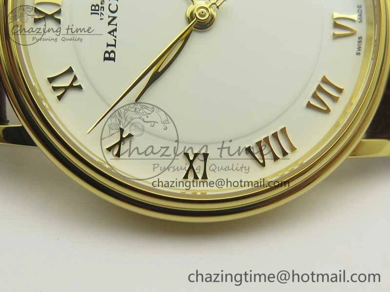 FastDry Villeret 6651 YG ZF 1:1 Best Edition White Dial on Brown Leather Strap A 5284