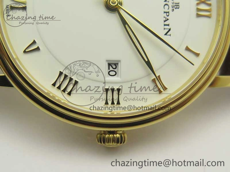 FastDry Villeret 6651 YG ZF 1:1 Best Edition White Dial on Brown Leather Strap A 5284