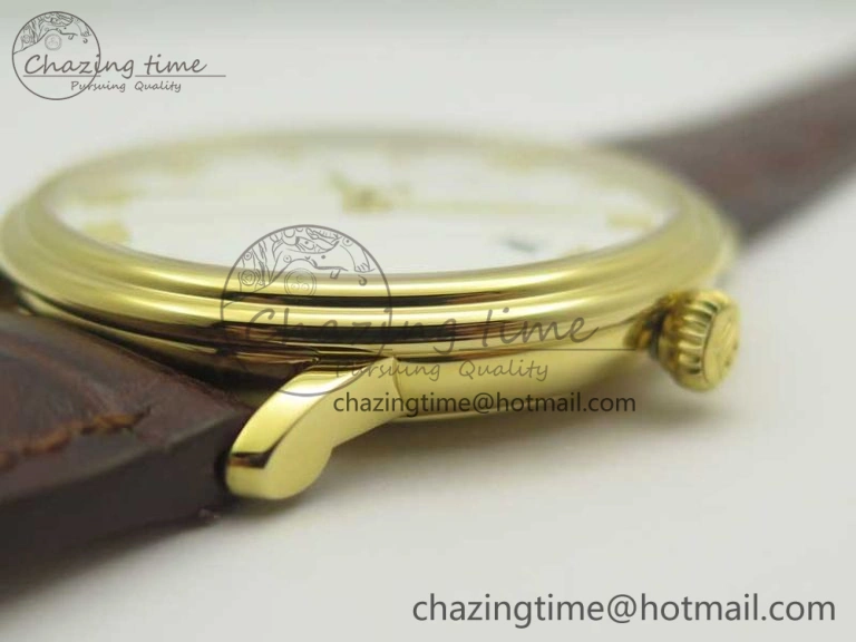 FastDry Villeret 6651 YG ZF 1:1 Best Edition White Dial on Brown Leather Strap A 5284