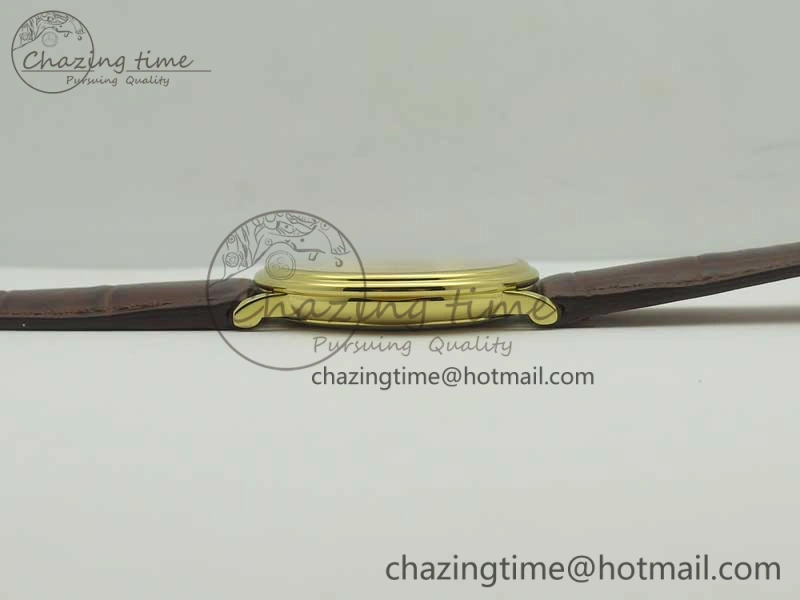 FastDry Villeret 6651 YG ZF 1:1 Best Edition White Dial on Brown Leather Strap A 5284