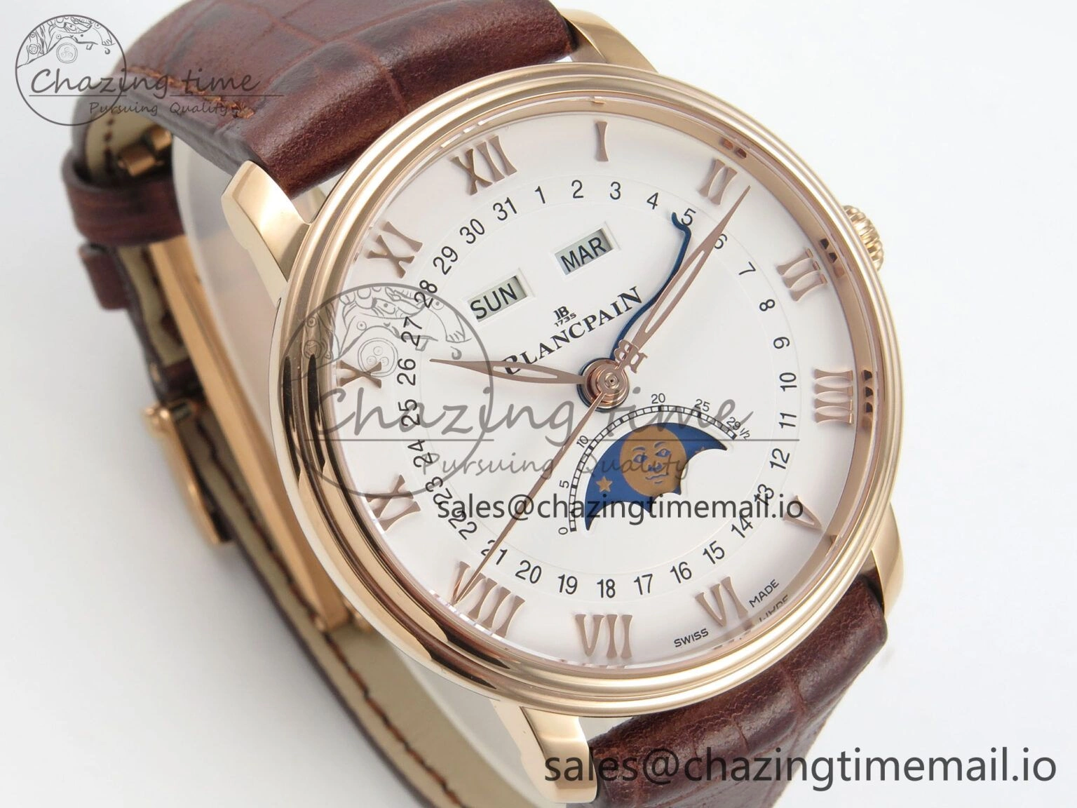 Stretchable Villeret 6654 RG Complicated Function APSF 1:1 Best Edition White Dial on Brown Leather Strap A 5256