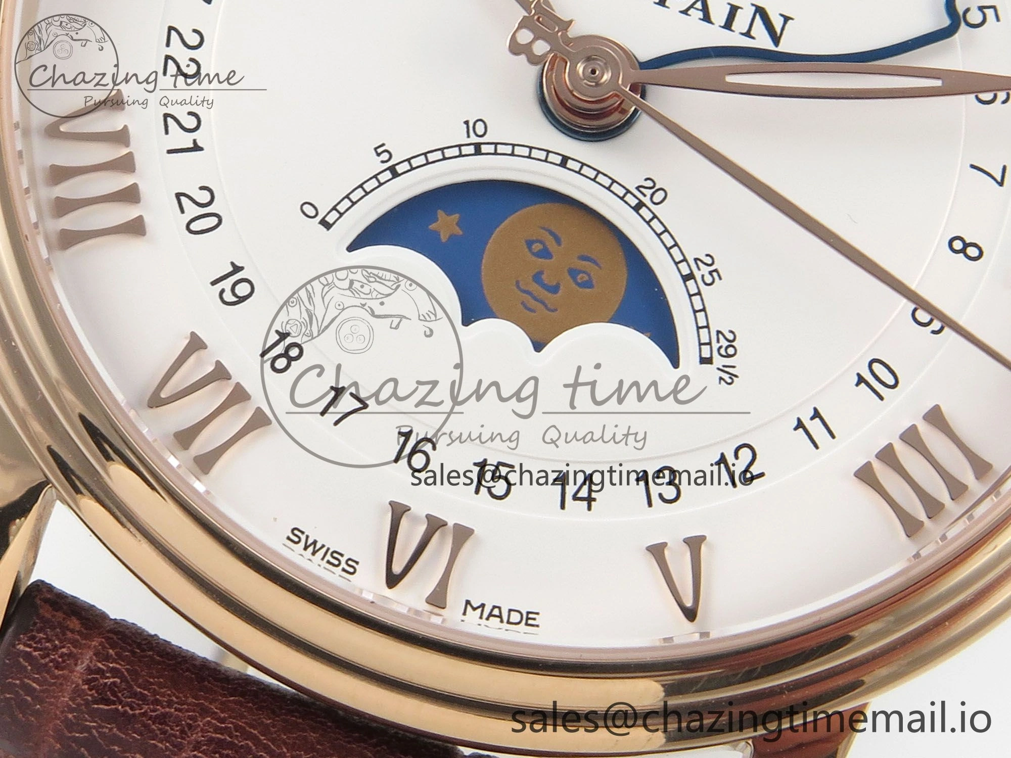 Stretchable Villeret 6654 RG Complicated Function APSF 1:1 Best Edition White Dial on Brown Leather Strap A 5256