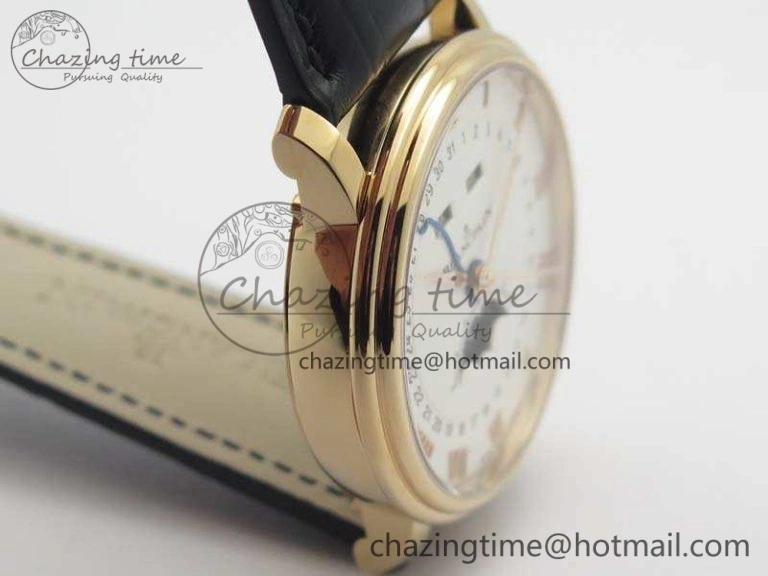 Villeret 6654 RG Complicated Function OMF 1:1 Best Edition White Dial On Black Leather Strap A AllSeason 5300