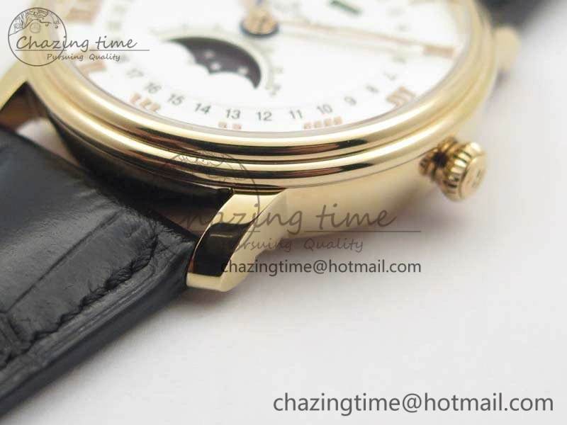 Villeret 6654 RG Complicated Function OMF 1:1 Best Edition White Dial On Black Leather Strap A AllSeason 5300