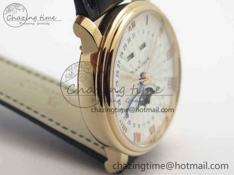 Villeret 6654 RG Complicated Function OMF 1:1 Best Edition White Texture Dial On Leather Strap A Bright 8105