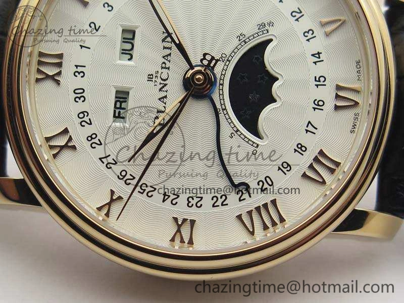 Villeret 6654 RG Complicated Function OMF 1:1 Best Edition White Texture Dial On Leather Strap A Bright 8105