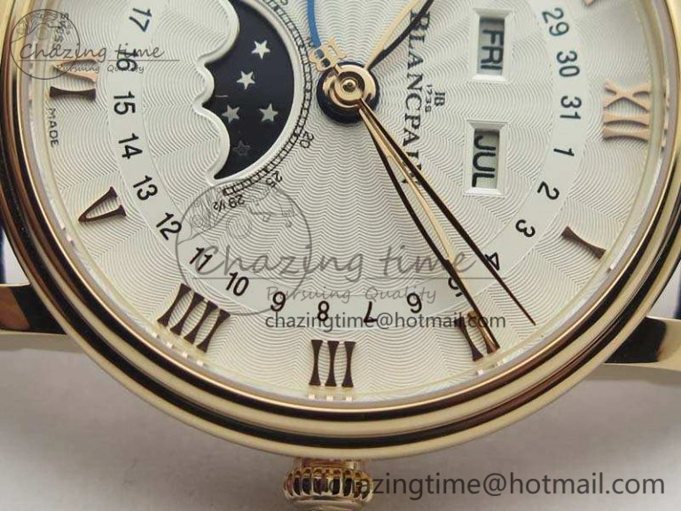 Villeret 6654 RG Complicated Function OMF 1:1 Best Edition White Texture Dial On Leather Strap A Bright 8105