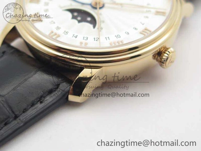 Villeret 6654 RG Complicated Function OMF 1:1 Best Edition White Texture Dial On Leather Strap A Bright 8105