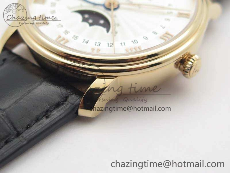 Villeret 6654 RG Complicated Function OMF 1:1 Best Edition White Texture Dial On Leather Strap A Bright 8105