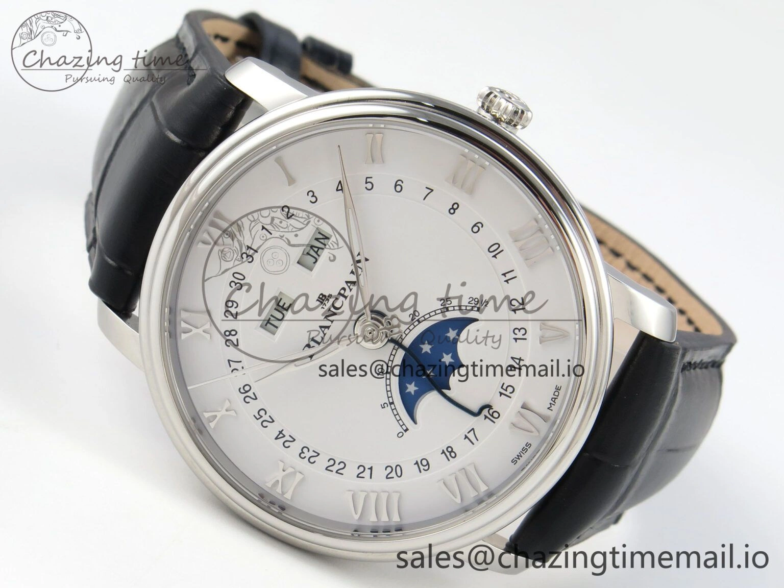 SmartChoice Villeret 6654 SS Complicated Function APSF 1:1 Best Edition White Dial on Black Leather Strap A 5257