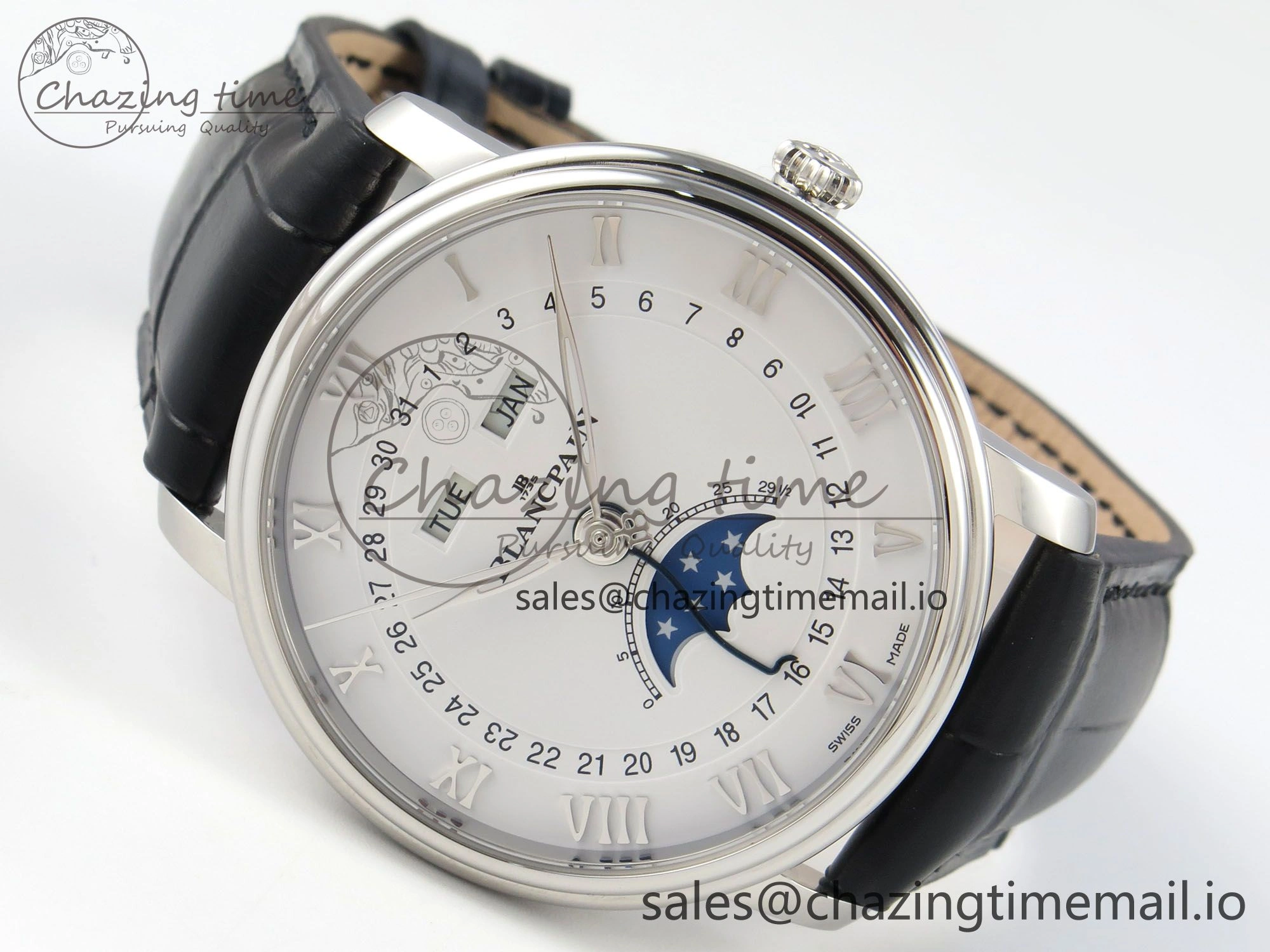 SmartChoice Villeret 6654 SS Complicated Function APSF 1:1 Best Edition White Dial on Black Leather Strap A 5257
