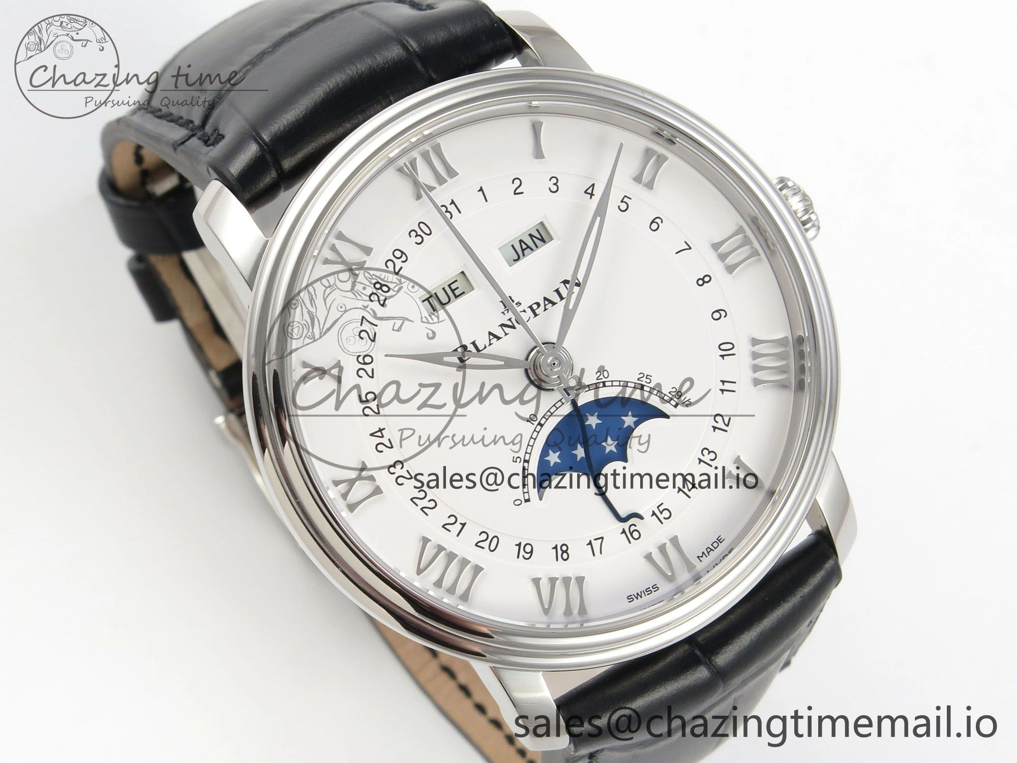 SmartChoice Villeret 6654 SS Complicated Function APSF 1:1 Best Edition White Dial on Black Leather Strap A 5257