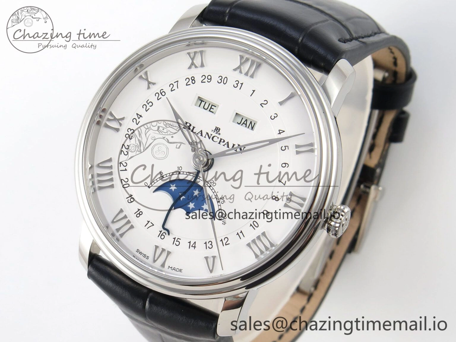 SmartChoice Villeret 6654 SS Complicated Function APSF 1:1 Best Edition White Dial on Black Leather Strap A 5257