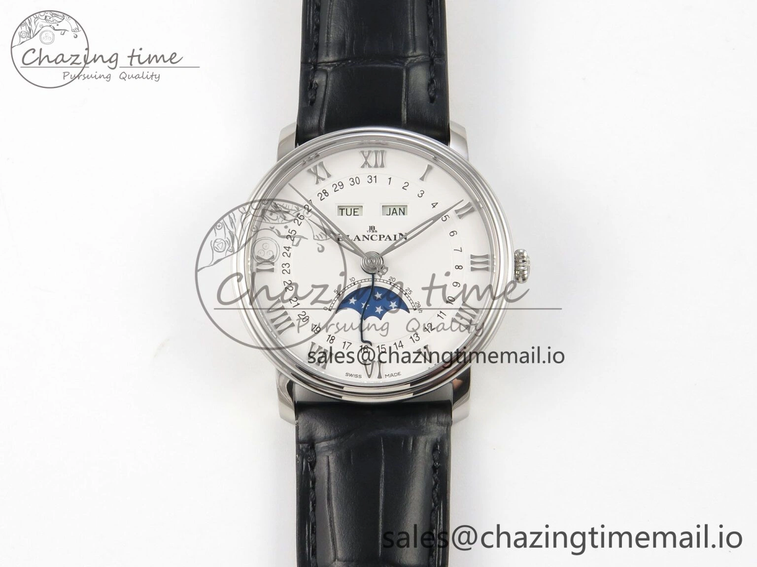 SmartChoice Villeret 6654 SS Complicated Function APSF 1:1 Best Edition White Dial on Black Leather Strap A 5257