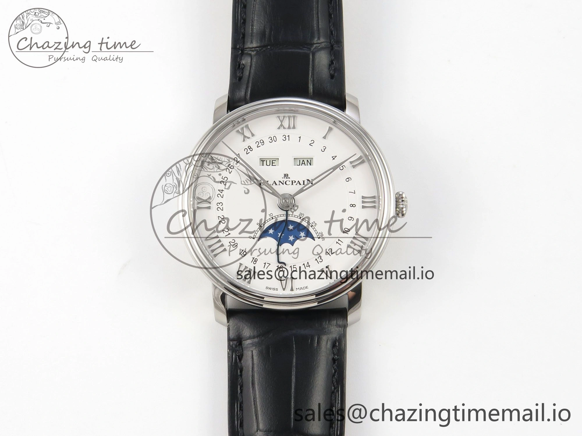 SmartChoice Villeret 6654 SS Complicated Function APSF 1:1 Best Edition White Dial on Black Leather Strap A 5257