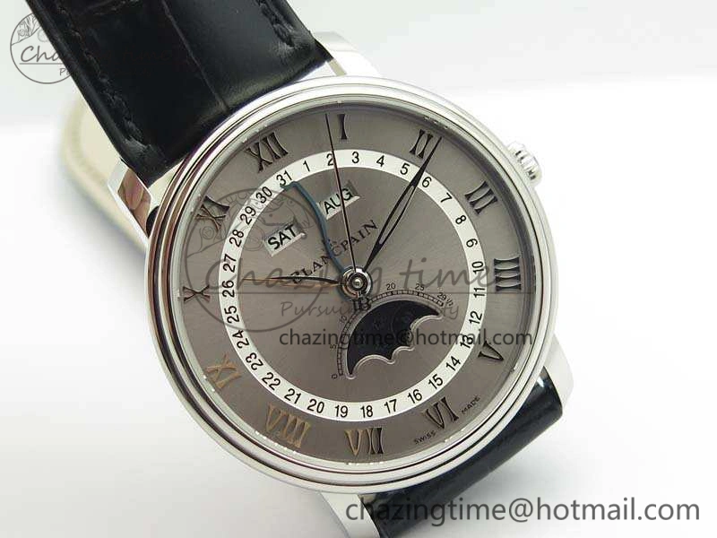Villeret 6654 SS Complicated Function OMF 1:1 Best Edition Gray Dial On Leather Strap A TravelReady 8120