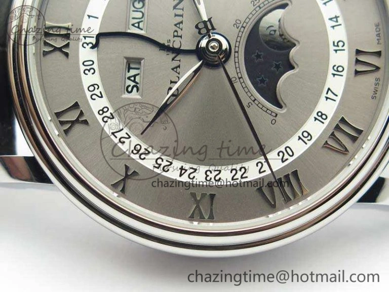 Villeret 6654 SS Complicated Function OMF 1:1 Best Edition Gray Dial On Leather Strap A TravelReady 8120