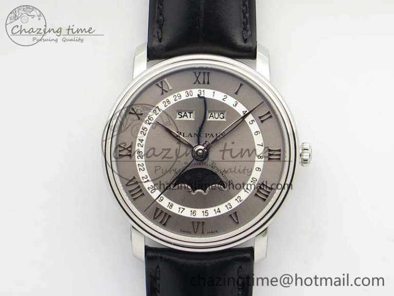 Villeret 6654 SS Complicated Function OMF 1:1 Best Edition Gray Dial On Leather Strap A TravelReady 8120