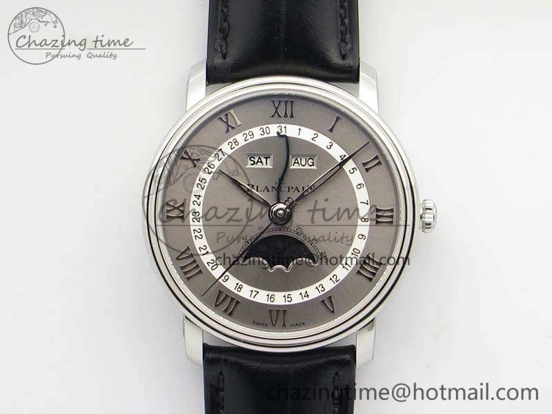 Villeret 6654 SS Complicated Function OMF 1:1 Best Edition Gray Dial On Leather Strap A TravelReady 8120