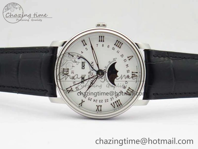 EyeCatching Villeret 6654 SS Complicated Function OMF 1:1 Best Edition White Dial On Black Leather Strap A 5302
