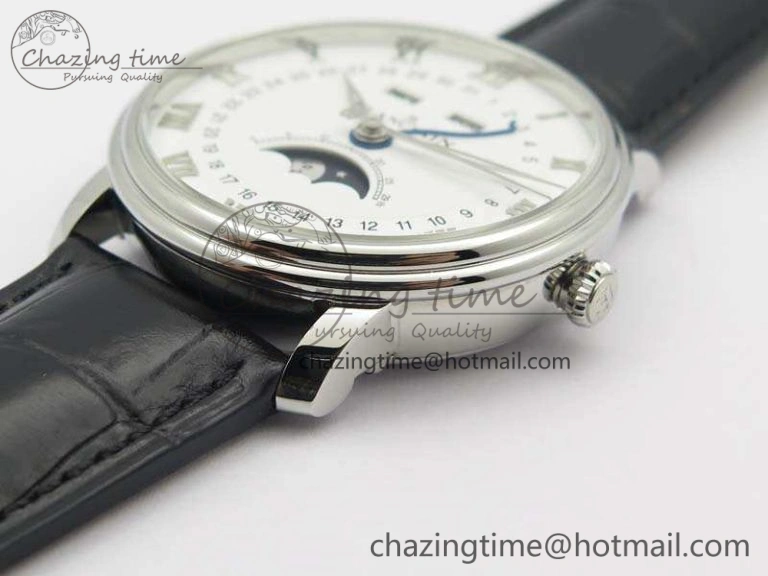 EyeCatching Villeret 6654 SS Complicated Function OMF 1:1 Best Edition White Dial On Black Leather Strap A 5302