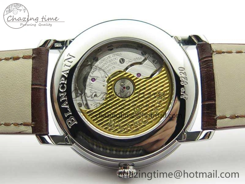 Unique Villeret 6654 SS Complicated Function OMF 1:1 Best Edition White Dial On Brown Leather Strap A 8119