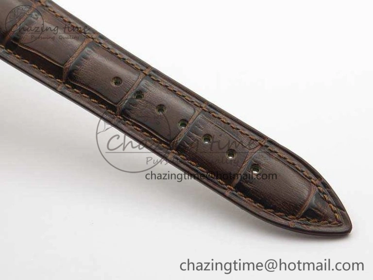 Unique Villeret 6654 SS Complicated Function OMF 1:1 Best Edition White Dial On Brown Leather Strap A 8119