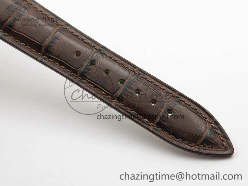 Unique Villeret 6654 SS Complicated Function OMF 1:1 Best Edition White Dial On Brown Leather Strap A 8119