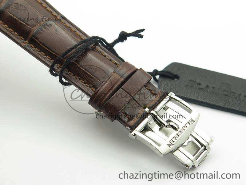 Unique Villeret 6654 SS Complicated Function OMF 1:1 Best Edition White Dial On Brown Leather Strap A 8119