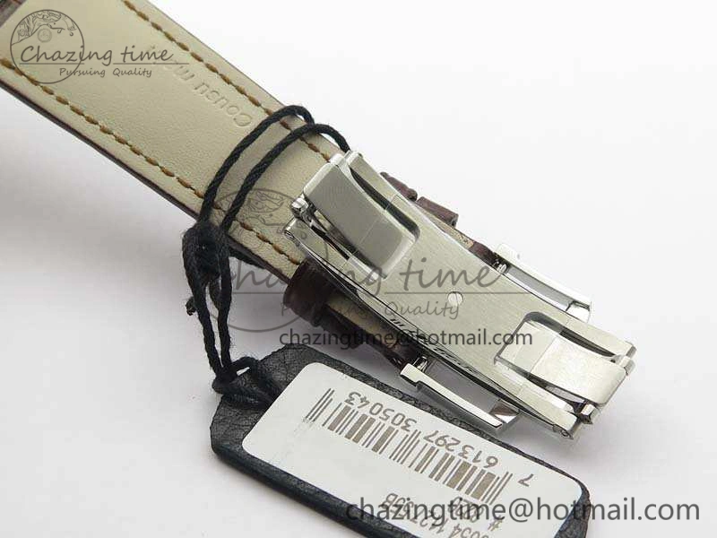 Unique Villeret 6654 SS Complicated Function OMF 1:1 Best Edition White Dial On Brown Leather Strap A 8119