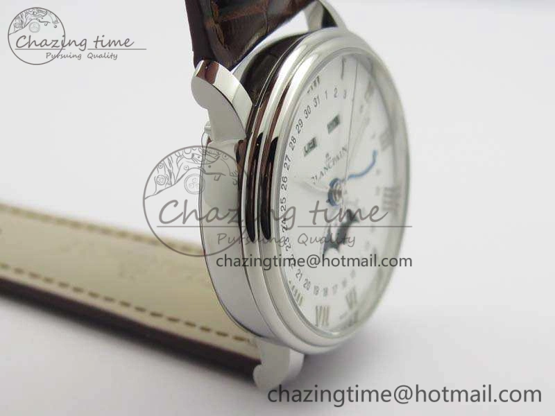 Unique Villeret 6654 SS Complicated Function OMF 1:1 Best Edition White Dial On Brown Leather Strap A 8119