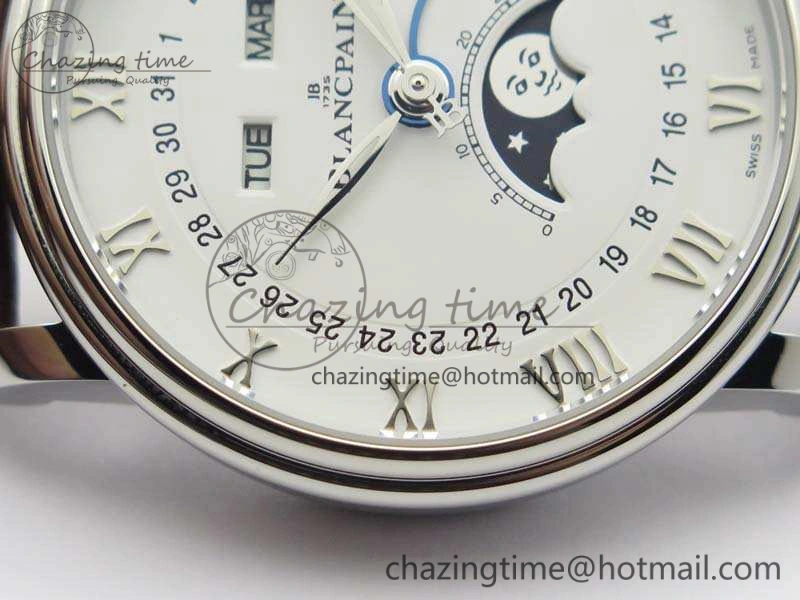 Unique Villeret 6654 SS Complicated Function OMF 1:1 Best Edition White Dial On Brown Leather Strap A 8119
