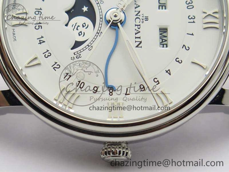 Unique Villeret 6654 SS Complicated Function OMF 1:1 Best Edition White Dial On Brown Leather Strap A 8119