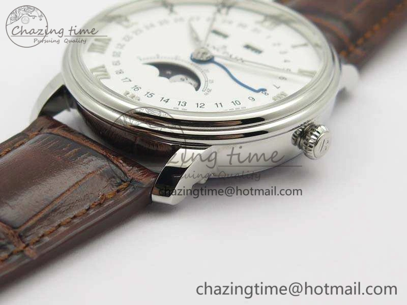 Unique Villeret 6654 SS Complicated Function OMF 1:1 Best Edition White Dial On Brown Leather Strap A 8119